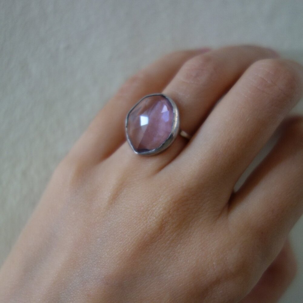 Melissa Joy Manning Freeform sterling silver Amethyst ring size 4.5